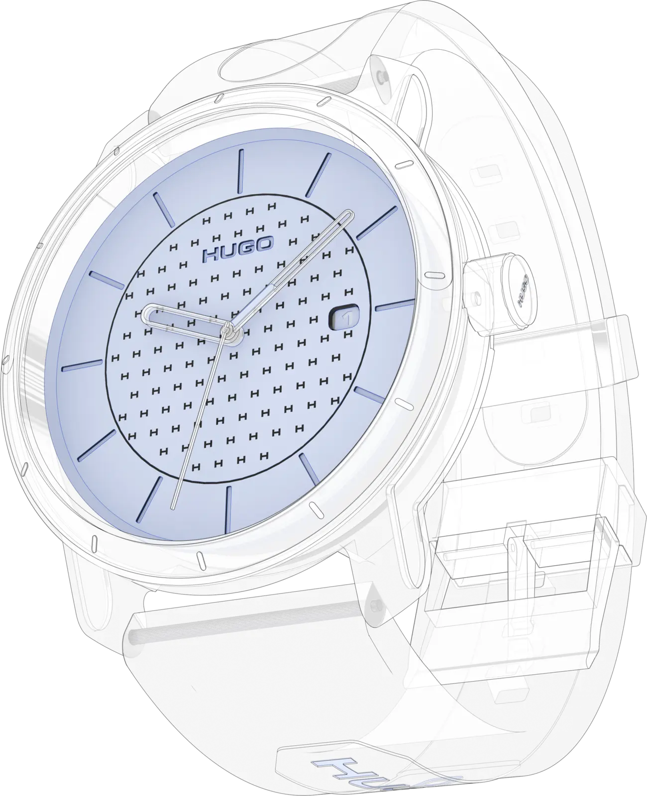 Ghosted linework, dial texture study