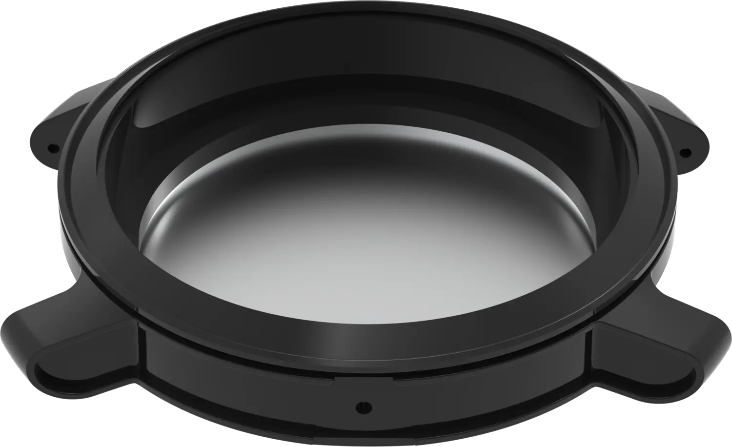 Bare black case, low three-quarter